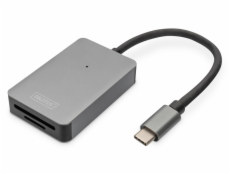 DIGITUS Čtečka karet USB-C, 2 porty UHS-II SD4.0, TF4.0, 300 Mb/s