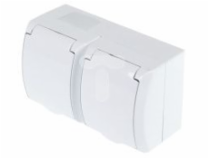 Ospel Hermetic Wave Double Nest with/U Schuko IP44 White Flap (GNH-2HSW)