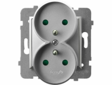 Ospel Aria Double Socket Z/U s proudovými stopami Silver GP-2UZP/M/18