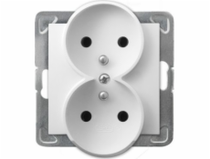 Double Socket Ospel Impresja GP-2yraz/M/00 s uzemněním pro prestižní bílé rámy