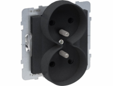 Suno Double Socket 2x2P+s černou 16a 250V automatická svorka s clonou 721490