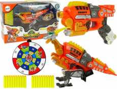 Import Leantoys Dinobots 2in1 Dinosaur Pistol pro šípy oranžové velociraptor štít