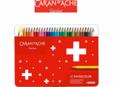 Caran D`arche Caran d ache SwissColor pastelky, kovová krabička, 30 ks.