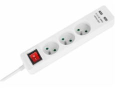 Rebel Power Strip 3 zásuvky 5 m bílé (urz3202-5)