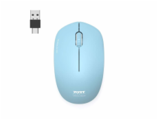 PORT CONNECT Wireless COLLECTION, bezdrátová myš, USB-A a USB-C dongle, 2.4Ghz, 1600DPI, azurová