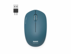 PORT CONNECT Wireless COLLECTION, bezdrátová myš, USB-A a USB-C dongle, 2.4Ghz, 1600DPI, safírová