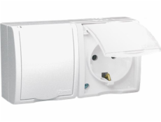 Kontaktní simon Simon Aquarius Double Socket s/U Schuko Bryzgoszczne IP54 White AqGSZ1-2/11