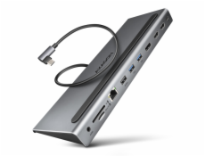 AXAGON HMC-4KX3 USB 5Gbps hub, 3x USB-A, 2x HDMI, DP, RJ-45, SD/microSD, audio, PD 100W, kabel 40cm