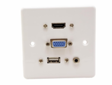 Čelní panel zásuvky HDMI + VGA + jack3,5mm + USB plast, bílé