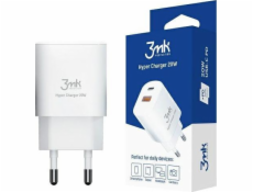 3mk nabíječka do sítě Hyper Charger 20W, 1x USB-C (PD) + 1x USB, bílá