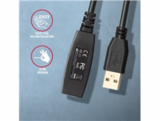 AXAGON ADR-215, USB 2.0 A-M -> A-F aktivní prodlužovací / repeater kabel, 15m