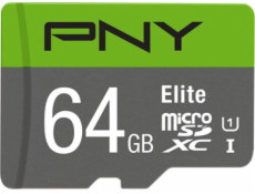 Karta PNY Elite MicroSDXC 64 GB Class 10 UHS-I/U1 A1 V10 (P-SDUX64U185GW-GE)