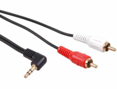 Przewód mini jack 3,5mm kątowy 2RCA 3m MCTV-825 Czarny