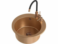 Steiner Art James 210 (O51X20) Sink Steinggran Art Copper s manuálním sifonem, Maggie PVD baterie a dávkovač - měď