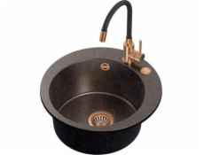 Steiner Art James 210 (O51x20) Sink Steinggran Art Copper Black Pearl s manuálním sifonem, Maggie Pvd Copper and End Cap