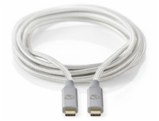 NEDIS PROFIGOLD USB-C/USB 3.2 Gen 2x2 kabel/ USB-C zástrčka - USB-C zástrčka/ nylon/ stříbrný/ BOX/ 1m