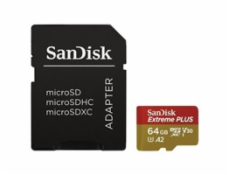 SanDisk micro SDXC karta 64GB Extreme PLUS (200 MB/s Class 10, UHS-I U3 V30) + adaptér