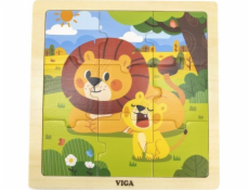 Dřevěné puzzle pro nejmenší Viga 9 ks Lev