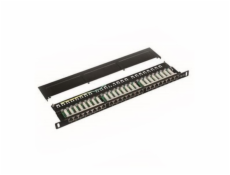 Patch panel Cat.5e 24p.1U, STP, 19 ", čierny, vyviazanie