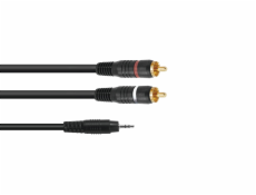 Kabel Jack 3,5 mm/2xRCA, černý, 1m