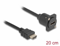 Delock Kabel rozhraní HDMI D-Type, ze zástrčky na zásuvku, černý, 20 cm