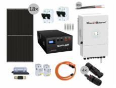 Solarmi HG8000M solární elektrárna: 14,3kWh LiFePO4, 8kW hybridní měnič s limiterem, 18x solární panel (8,37kWp)