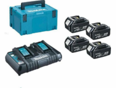 Makita 197626-8 sada Li-ion LXT 18V 4ksBL1850B+1ksDvojnabíječkaDC18RD+1ksMakpac