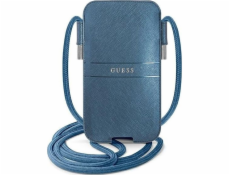 Guess pouzdro PU Saffiano Metal Logo Pouch S/M Blue Nové