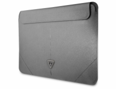 Guess Saffiano Triangle Metal Logo Computer Sleeve 16  Silver Nové