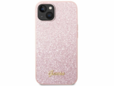 Guess PC/TPU Glitter Flakes Metal Logo Zadní Kryt pro iPhone 14 Plus Pink Nové