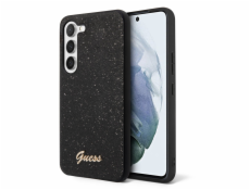 Guess PC/TPU Glitter Flakes Metal Logo Zadní Kryt pro Samsung Galaxy S23 Black Nové