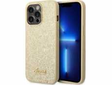 Guess PC/TPU Glitter Flakes Metal Logo Zadní Kryt pro iPhone 14 Pro Gold Nové