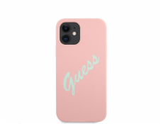 Guess Silicone Vintage Green Script Zadní Kryt pro iPhone 12 mini 5.4 Pink Nové