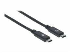 Manhattan USB-C kabel, USB 3.1 Gen 2, USB-C Male na USB-C Male, 10 Gbps, 5 A, 1m, černá