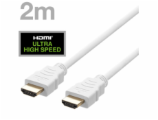 DELTACO Kábel HDMI 2.1 M/M 2m, 8K Ultra High, biel