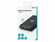 Deltaco PB-Q1001, Qi Powerbank 10000mAh, čierna