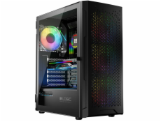 LOGIC PC skříň Aramis ARGB MIDI 1x USB 3.0, 2x USB 2.0 + audio, černá, bez zdroje