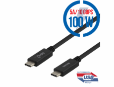 DELTACO USBC-1402M, Kábel USB-C/USB-C, 100W, 1m