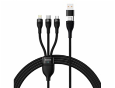 Kábel USB 3v1 Baseus Flash Series 2, USB-C + micro USB + Lightning, 100 W, 1,2 m (čierny)