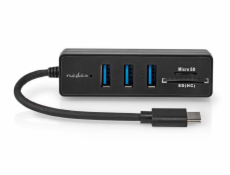 NEDIS USB hub/ zástrčka USB-C zástrčka/ 3x zásuvka USB-A/ 5 Portů/ USB 3.2 Gen 1/ napájení z USB/ 5 Gbps/ SD & MicroSD/