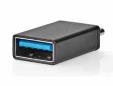 NEDIS USB-C adaptér/ USB 3.2 Gen 1/ zástrčka USB-C/ zásuvka USB-A/ 5 Gbps/ OTG/ kulatý/ poniklovaný/ Box/ černý