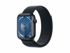 Apple Watch Series 9 45mm Temně inkoustový hliník s temně inkoustovým provlékacím sportovním řemínkem