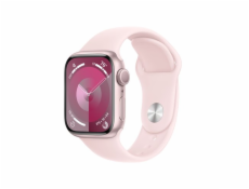 Apple Watch Series 9 41mm Růžový hliník se světle růžovým sportovním řemínkem - M/L