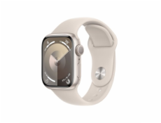 Apple Watch Series 9 41mm Hvězdně bílý hliník s hvězdně bílým sportovním řemínkem - M/L