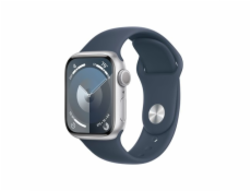 Apple Watch Series 9 41mm Stříbrný hliník s ledově modrým sportovním řemínkem -M/L