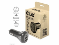 Club3D Auto nabíječka pro Notebooky 36W, 3 porty (2xUSB-A + USB-C)