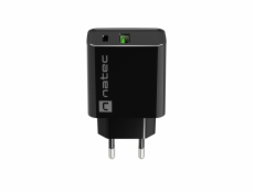 Universální nabíječka Natec RIBERA 20W 1X USB-A + 1X USB-C, černá