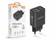 Aligator síťová nabíječka, 2x USB, smart IC, 2,4 A, černá