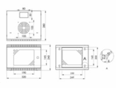 LEXI-Net 10  nástěnný rozvaděč Basic 4U, šířka 320mm, hloubka 300mm, skleněné dveře, bez zad, svařovaný, šedý