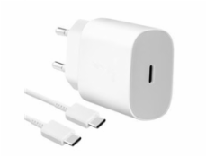 Samsung síťová nabíječka EP-TA800EWE + kabe EP-DA905BWE USB-C, 25W, bílá, (bulk)